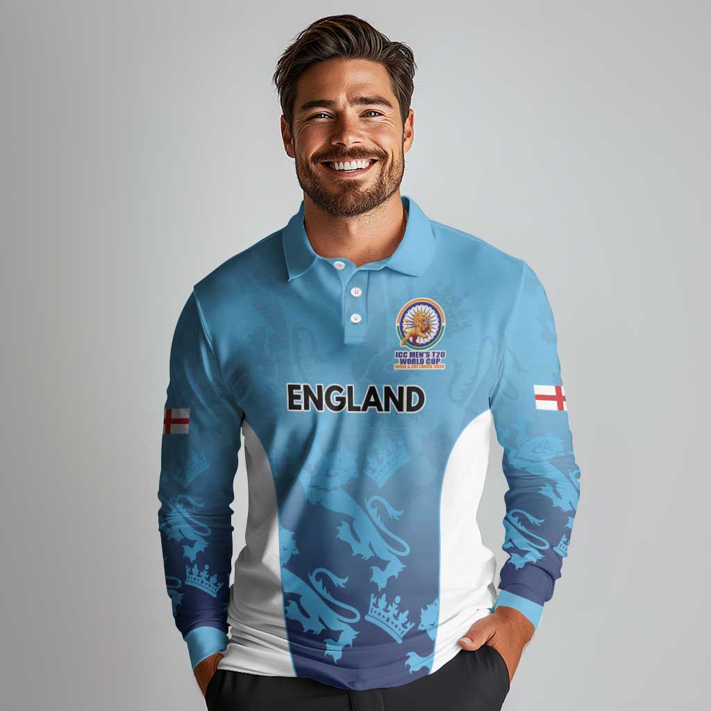 England Cricket Spirit 2026 Long Sleeve Polo Shirt World T20 Edition - Wonder Print Shop