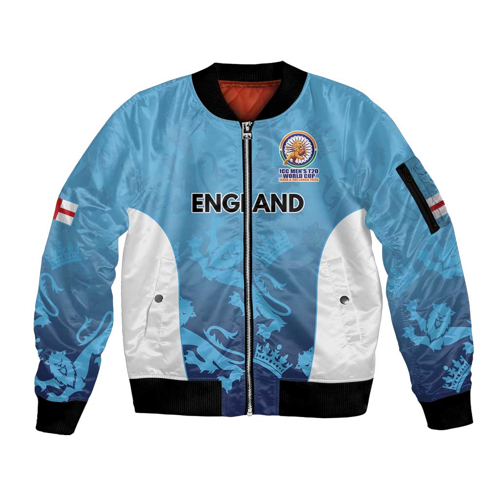 England Cricket Spirit 2026 Sleeve Zip Bomber Jacket World T20 Edition - Wonder Print Shop