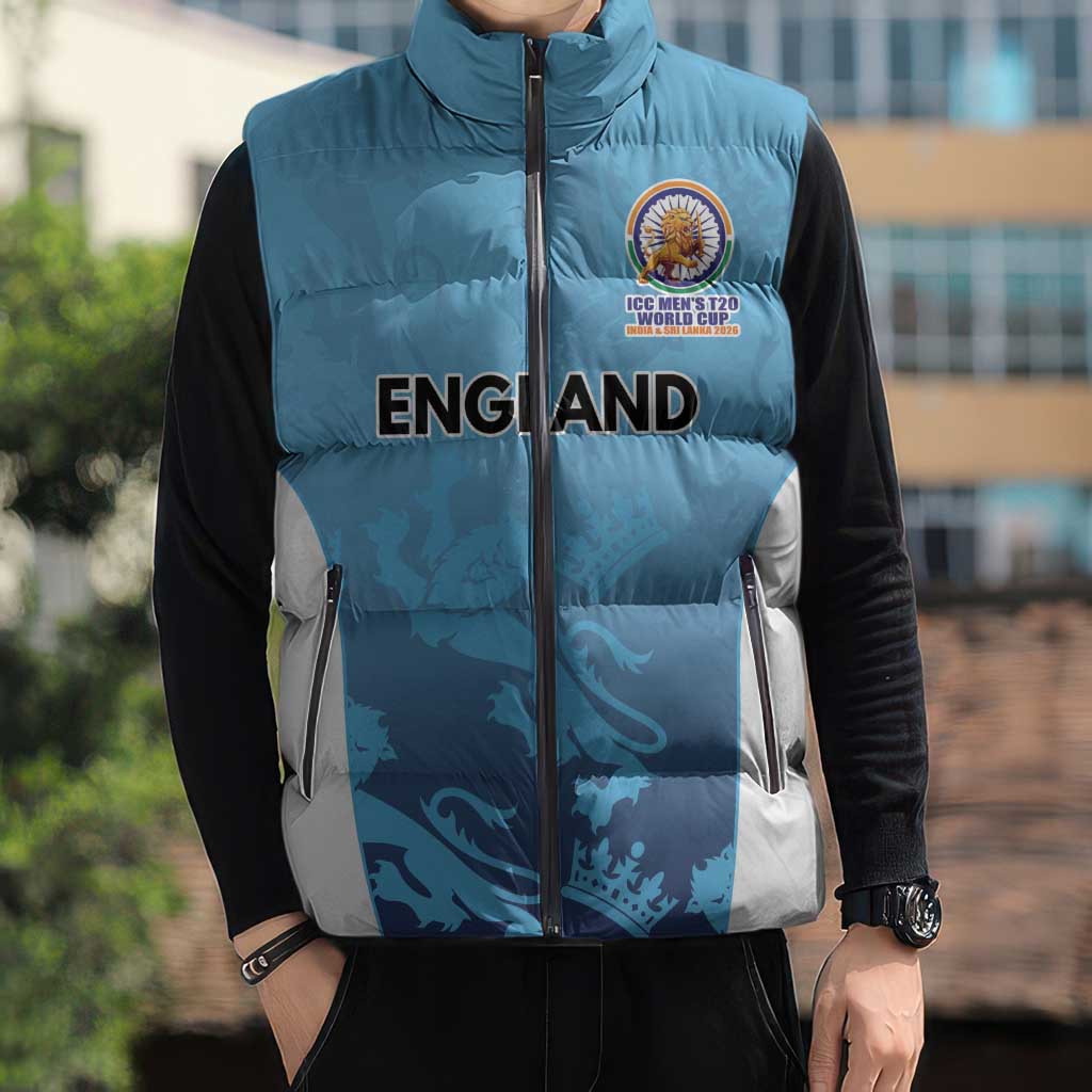 England Cricket Spirit 2026 Sleeveless Puffer Jacket World T20 Edition - Wonder Print Shop