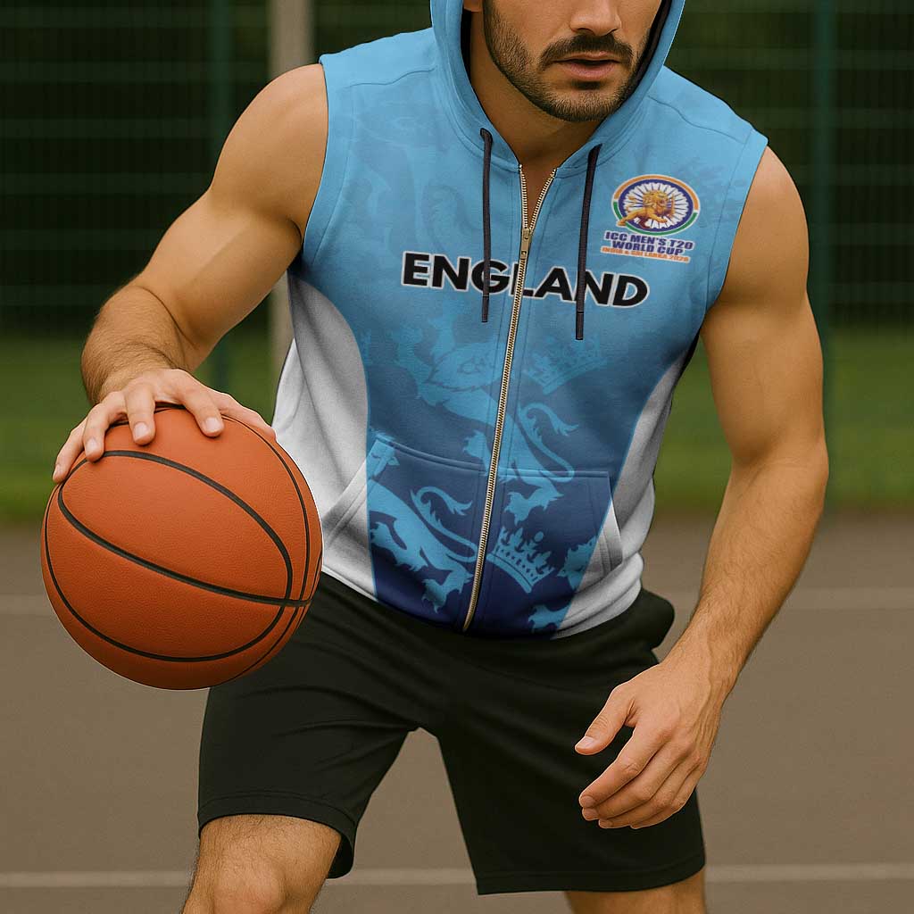 England Cricket Spirit 2026 Sleeveless Zip Hoodie World T20 Edition - Wonder Print Shop