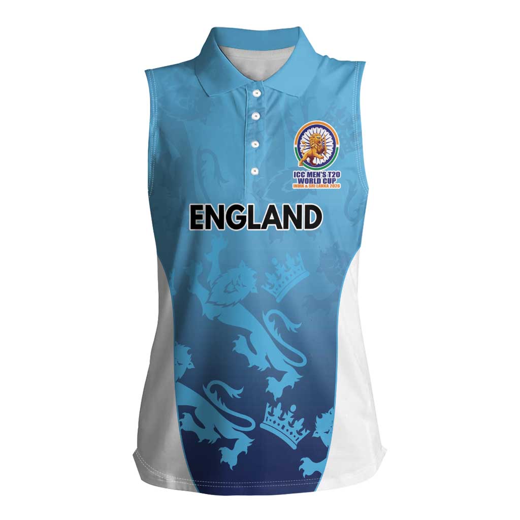 England Cricket Spirit 2026 Women Sleeveless Polo Shirt World T20 Edition - Wonder Print Shop