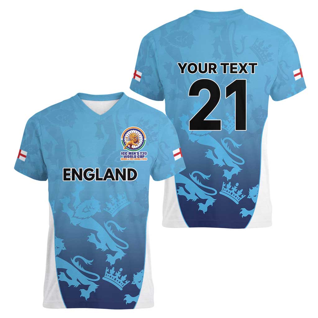 England Cricket Spirit 2026 Women V-Neck T-Shirt World T20 Edition - Wonder Print Shop