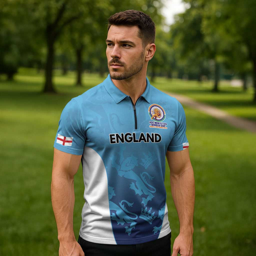England Cricket Spirit 2026 Zipper Polo Shirt World T20 Edition - Wonder Print Shop