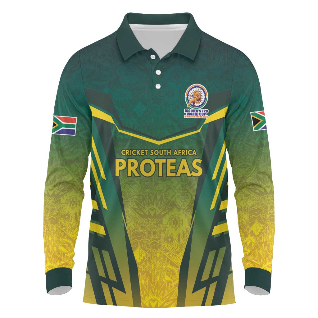 South Africa Cricket Spirit 2026 Long Sleeve Polo Shirt World T20 Edition - Wonder Print Shop