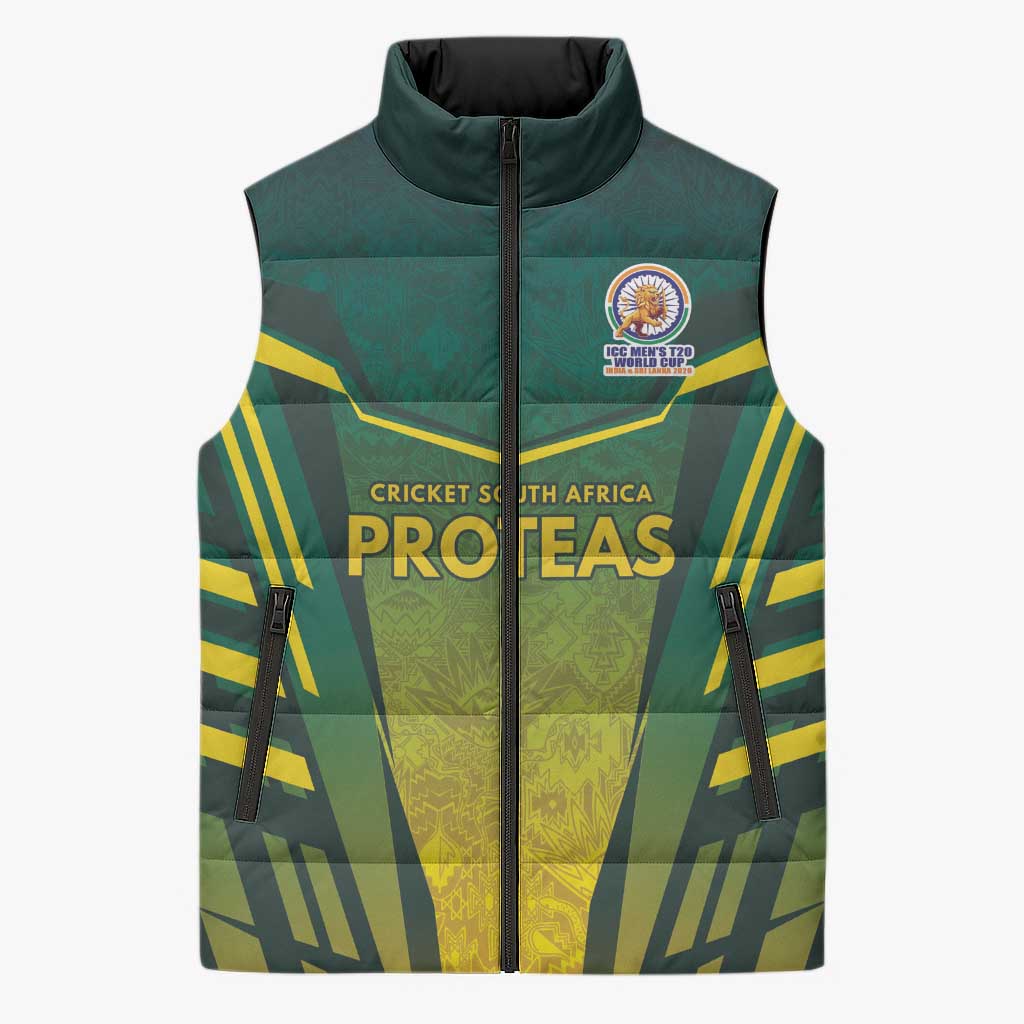 South Africa Cricket Spirit 2026 Sleeveless Puffer Jacket World T20 Edition - Wonder Print Shop