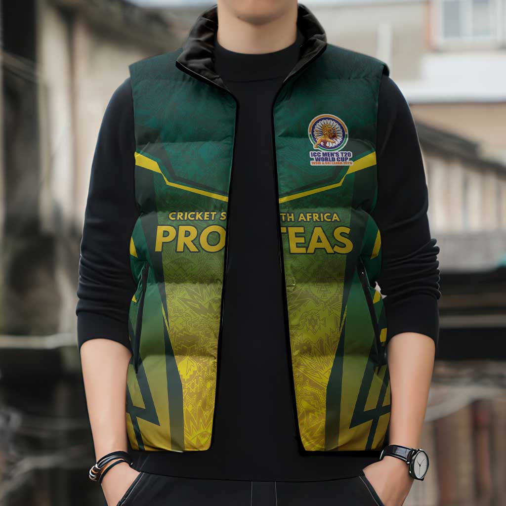 South Africa Cricket Spirit 2026 Sleeveless Puffer Jacket World T20 Edition - Wonder Print Shop