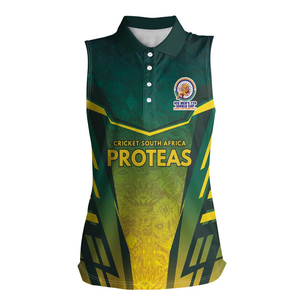 South Africa Cricket Spirit 2026 Women Sleeveless Polo Shirt World T20 Edition - Wonder Print Shop