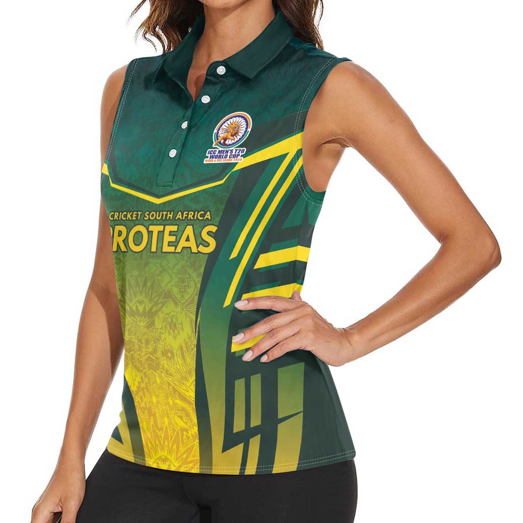 South Africa Cricket Spirit 2026 Women Sleeveless Polo Shirt World T20 Edition - Wonder Print Shop