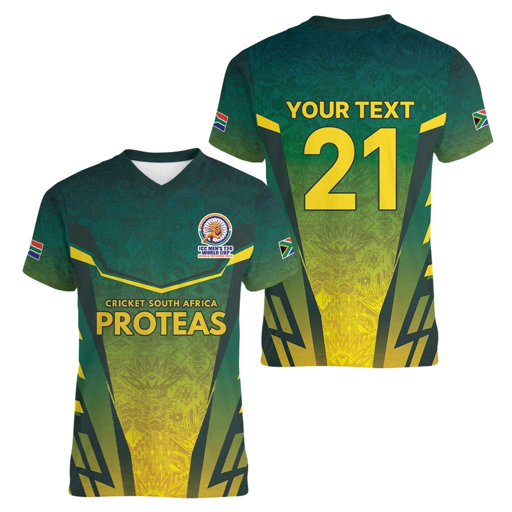 South Africa Cricket Spirit 2026 Women V-Neck T-Shirt World T20 Edition - Wonder Print Shop