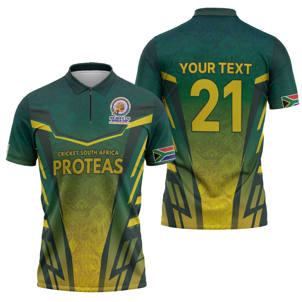 South Africa Cricket Spirit 2026 Zipper Polo Shirt World T20 Edition - Wonder Print Shop