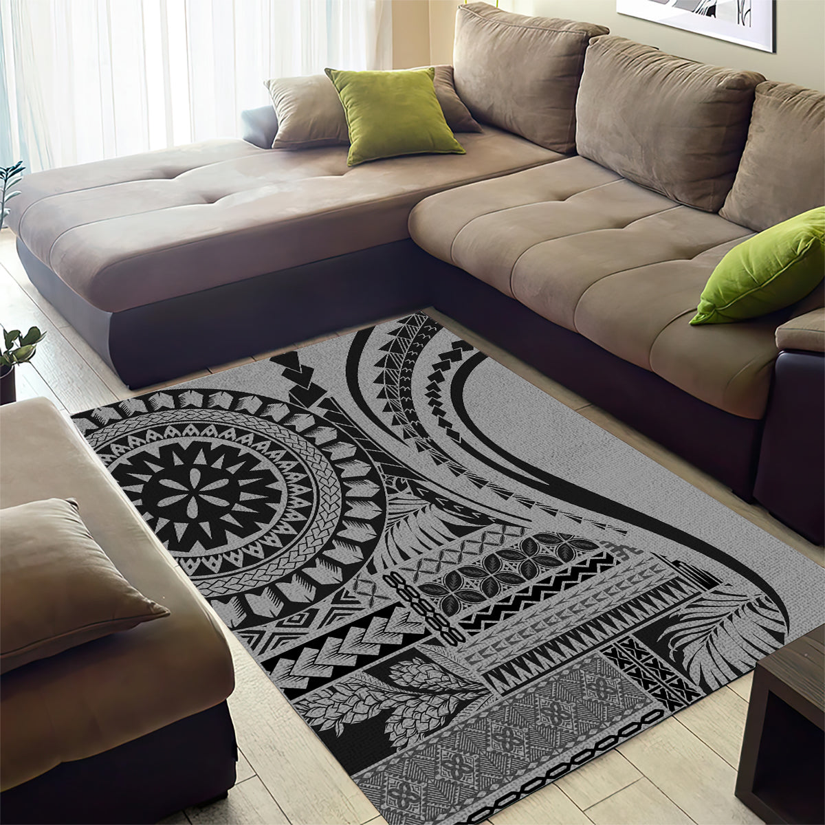 Samoa Siapo Arty Area Rug Black Style LT9 - Wonder Print Shop