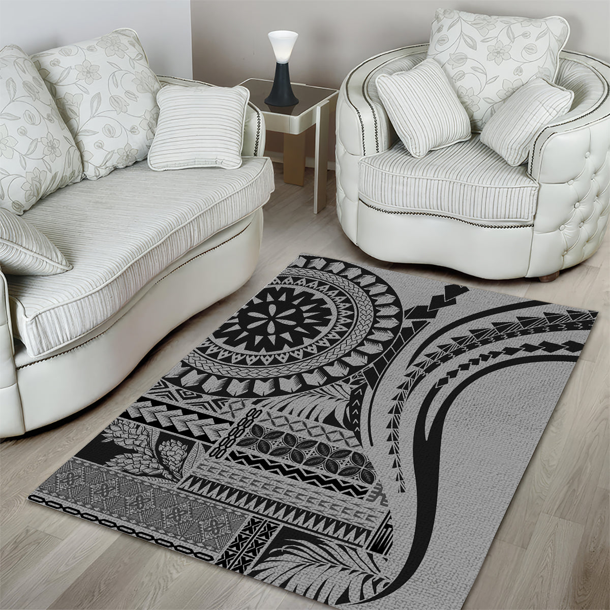 Samoa Siapo Arty Area Rug Black Style LT9 - Wonder Print Shop