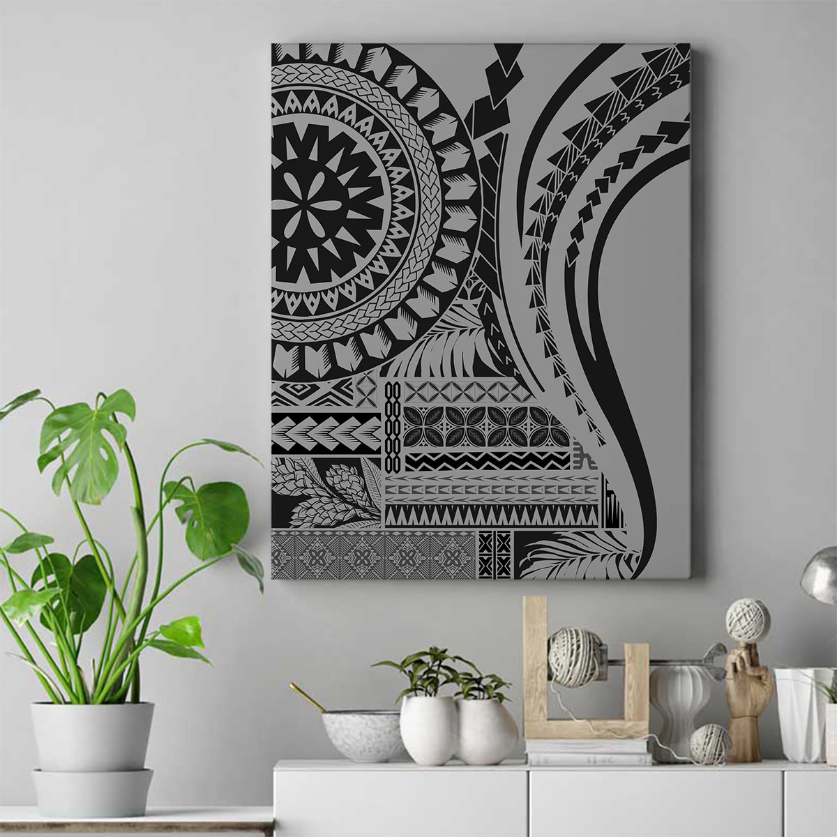 Samoa Siapo Arty Canvas Wall Art Black Style LT9 - Wonder Print Shop