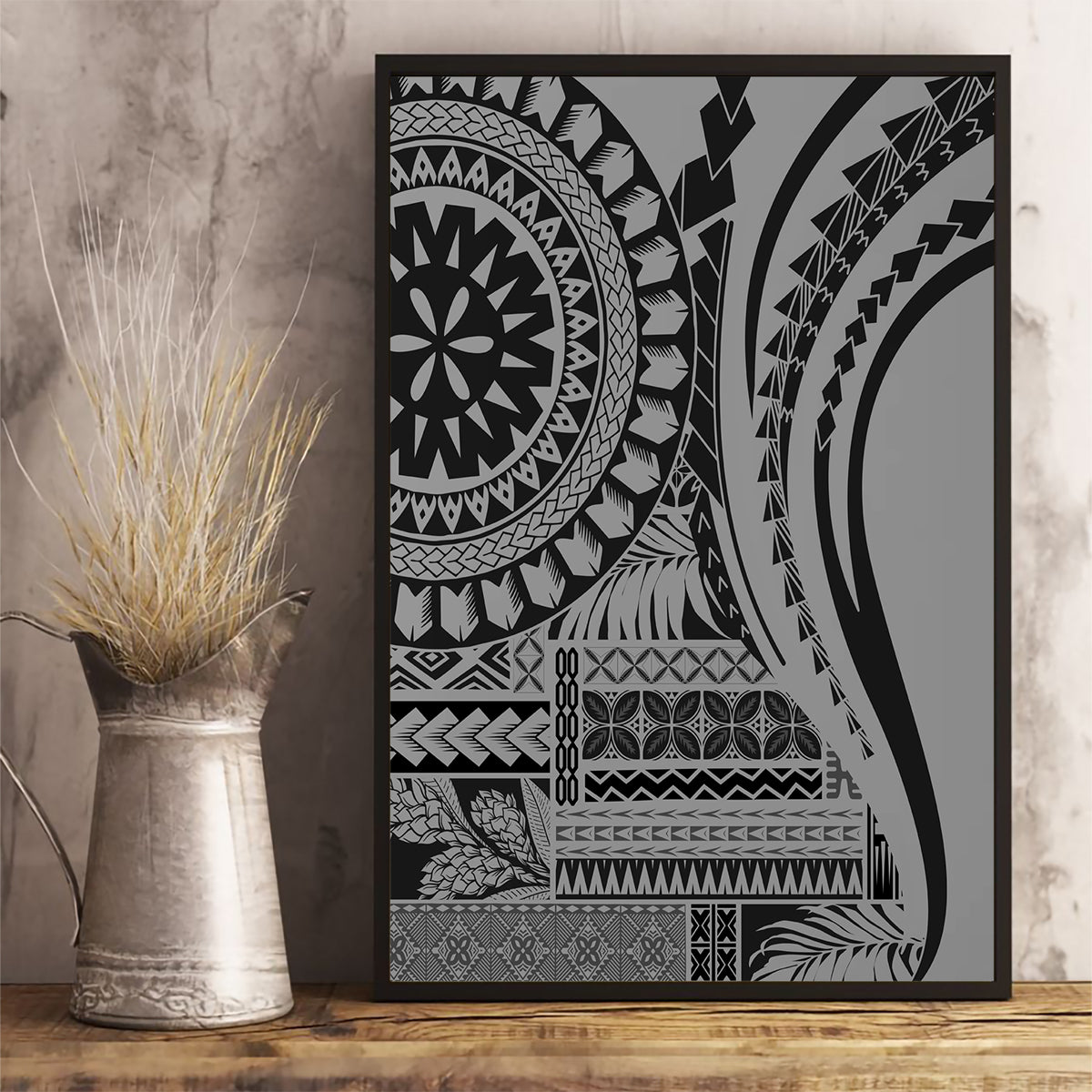 Samoa Siapo Arty Canvas Wall Art Black Style LT9 - Wonder Print Shop