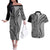 Samoa Siapo Arty Couples Matching Off The Shoulder Long Sleeve Dress and Hawaiian Shirt Black Style LT9 - Wonder Print Shop