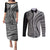Samoa Siapo Arty Couples Matching Puletasi Dress and Long Sleeve Button Shirt Black Style LT9 - Wonder Print Shop