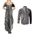Samoa Siapo Arty Couples Matching Summer Maxi Dress and Long Sleeve Button Shirt Black Style LT9 - Wonder Print Shop