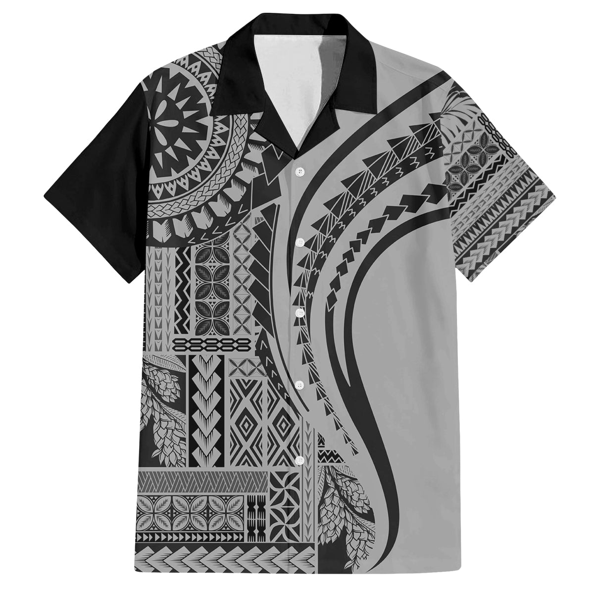 Samoa Siapo Arty Family Matching Tank Maxi Dress and Hawaiian Shirt Black Style - Wonder Print Shop
