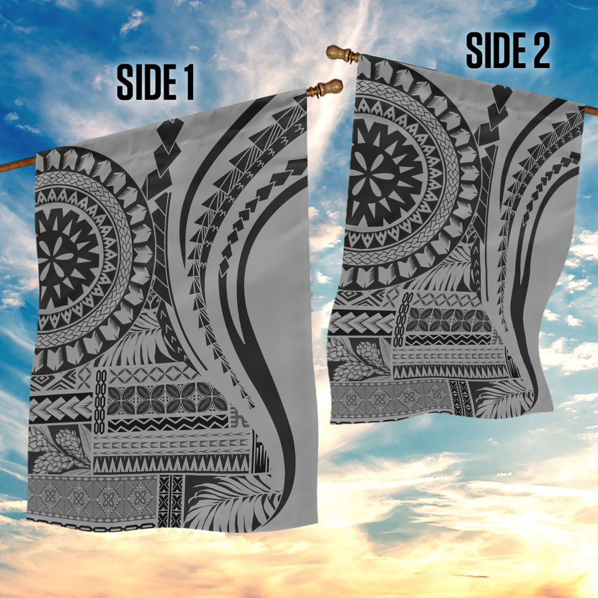 Samoa Siapo Arty Garden Flag Black Style - Wonder Print Shop