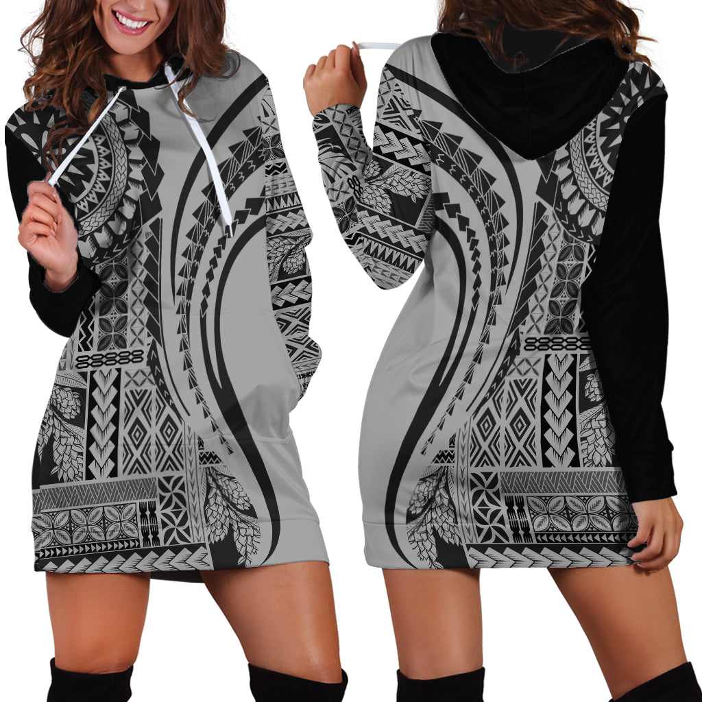 Samoa Siapo Arty Hoodie Dress Black Style - Wonder Print Shop