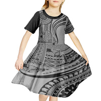 Samoa Siapo Arty Kid Short Sleeve Dress Black Style - Wonder Print Shop