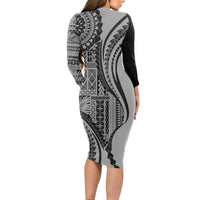 Samoa Siapo Arty Long Sleeve Bodycon Dress Black Style - Wonder Print Shop