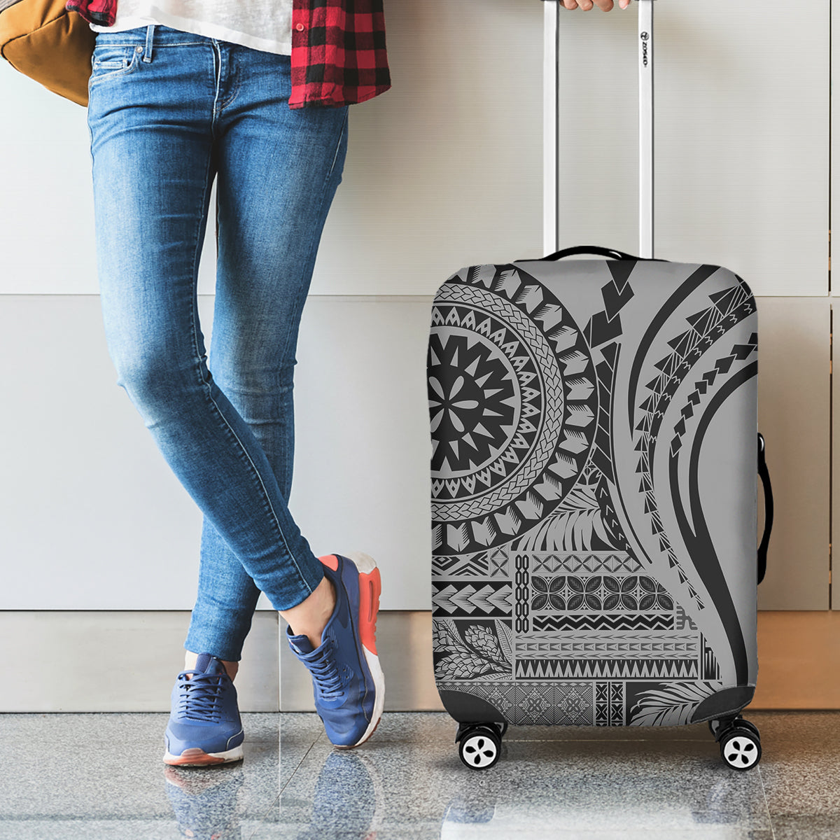 Samoa Siapo Arty Luggage Cover Black Style - Wonder Print Shop