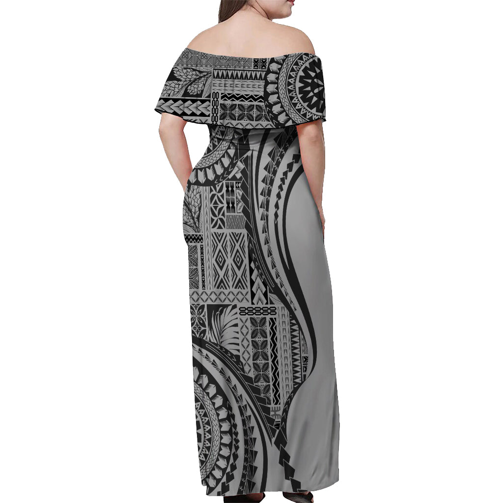 Samoa Siapo Arty Off Shoulder Maxi Dress Black Style - Wonder Print Shop