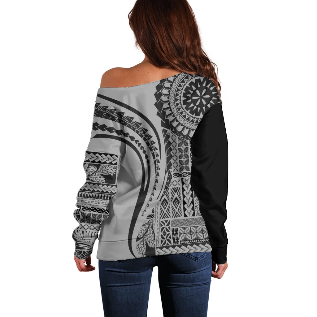 Samoa Siapo Arty Off Shoulder Sweater Black Style - Wonder Print Shop
