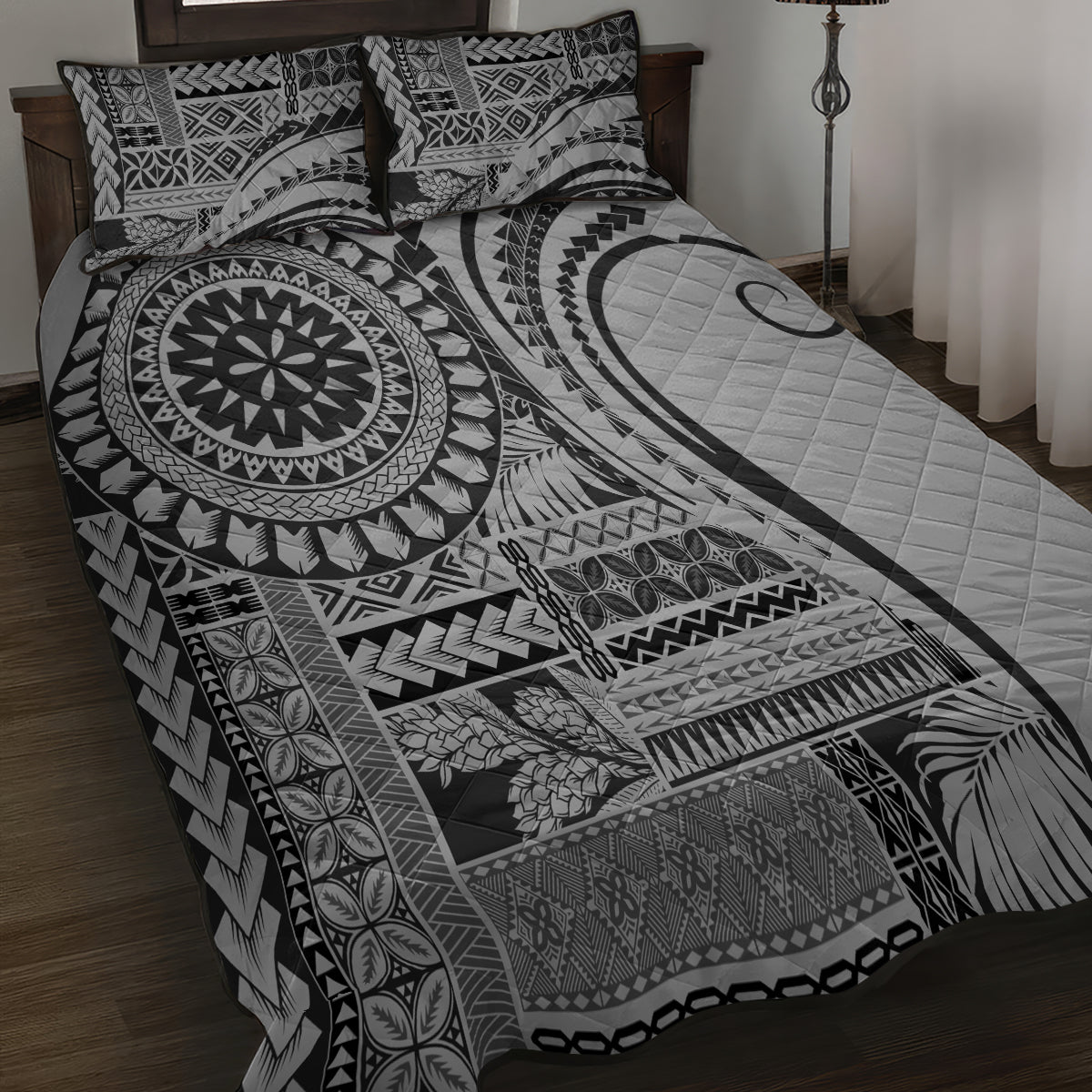 Samoa Siapo Arty Quilt Bed Set Black Style - Wonder Print Shop