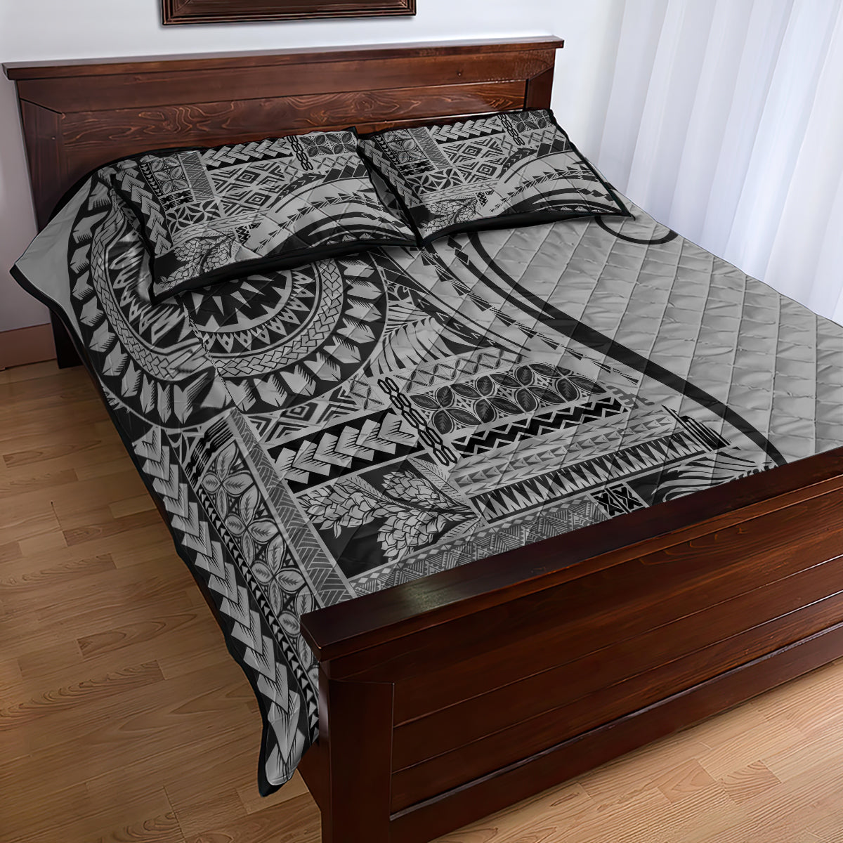 Samoa Siapo Arty Quilt Bed Set Black Style - Wonder Print Shop