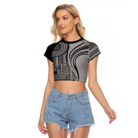 Samoa Siapo Arty Raglan Cropped T Shirt Black Style - Wonder Print Shop