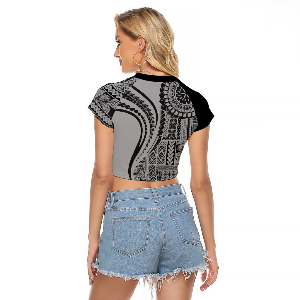 Samoa Siapo Arty Raglan Cropped T Shirt Black Style - Wonder Print Shop