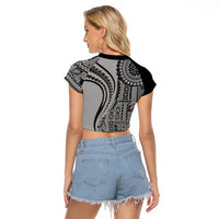 Samoa Siapo Arty Raglan Cropped T Shirt Black Style - Wonder Print Shop