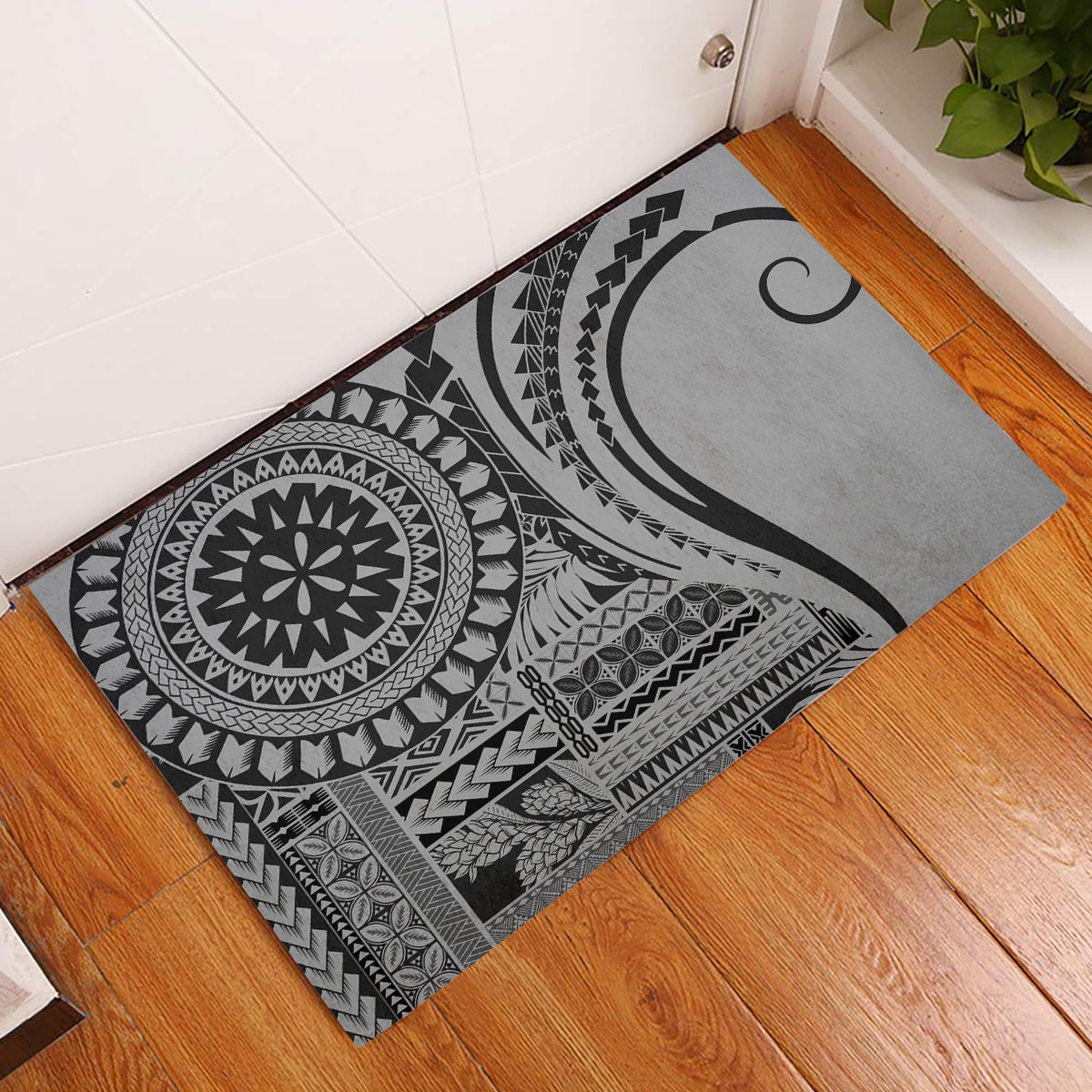 Samoa Siapo Arty Rubber Doormat Black Style - Wonder Print Shop