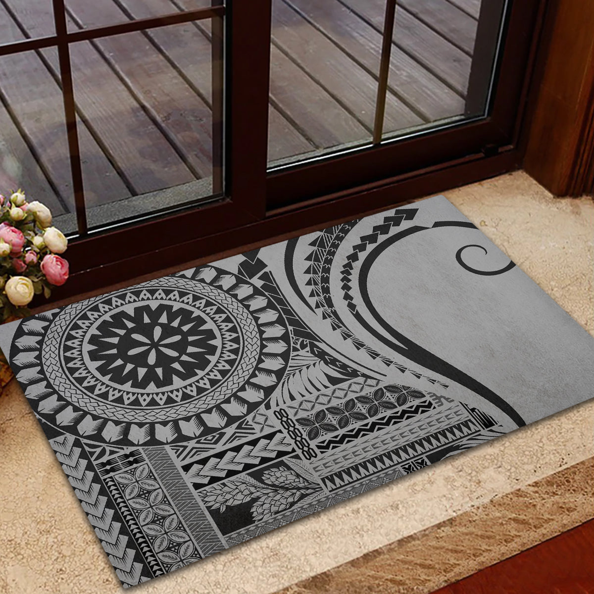 Samoa Siapo Arty Rubber Doormat Black Style - Wonder Print Shop