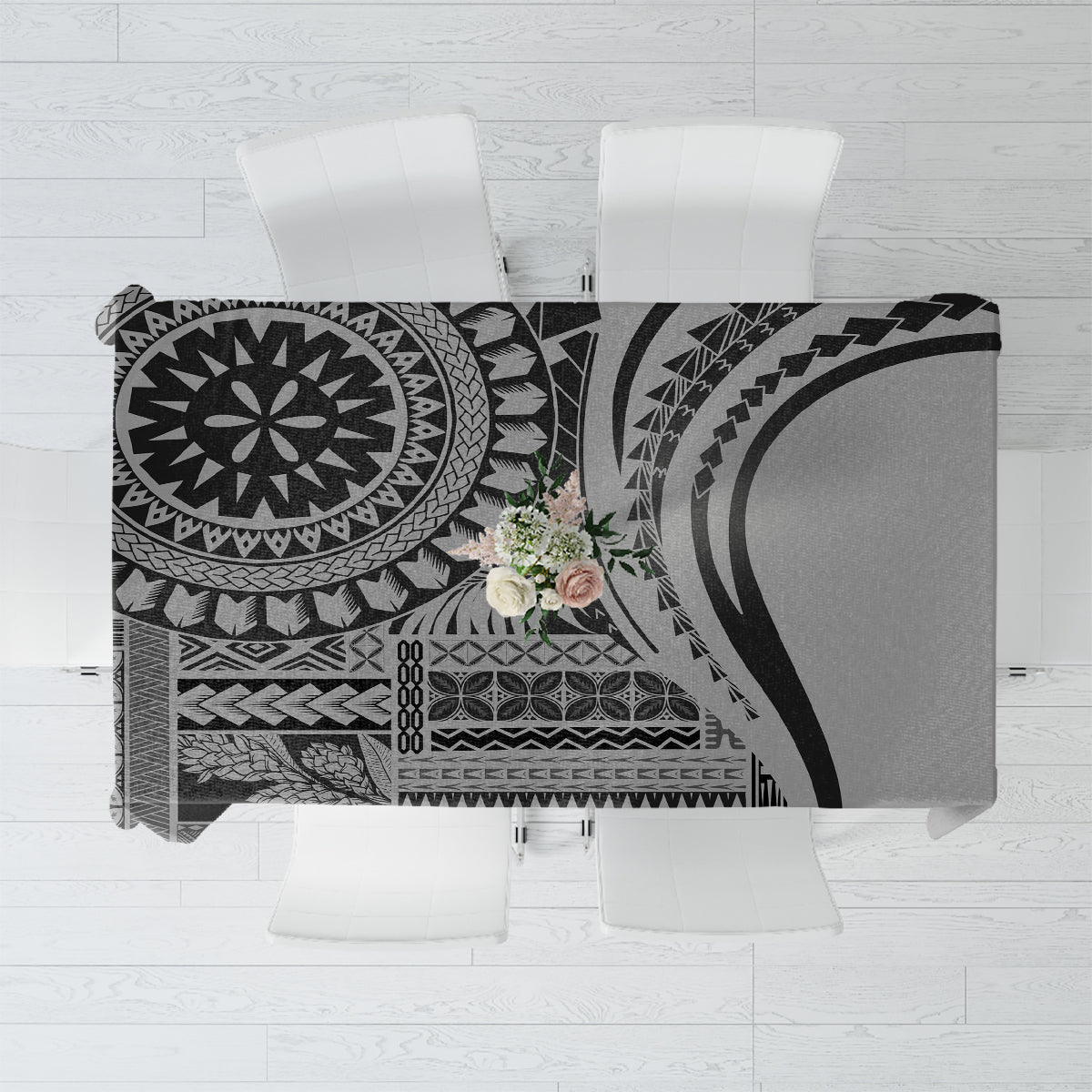 Samoa Siapo Arty Tablecloth Black Style - Wonder Print Shop