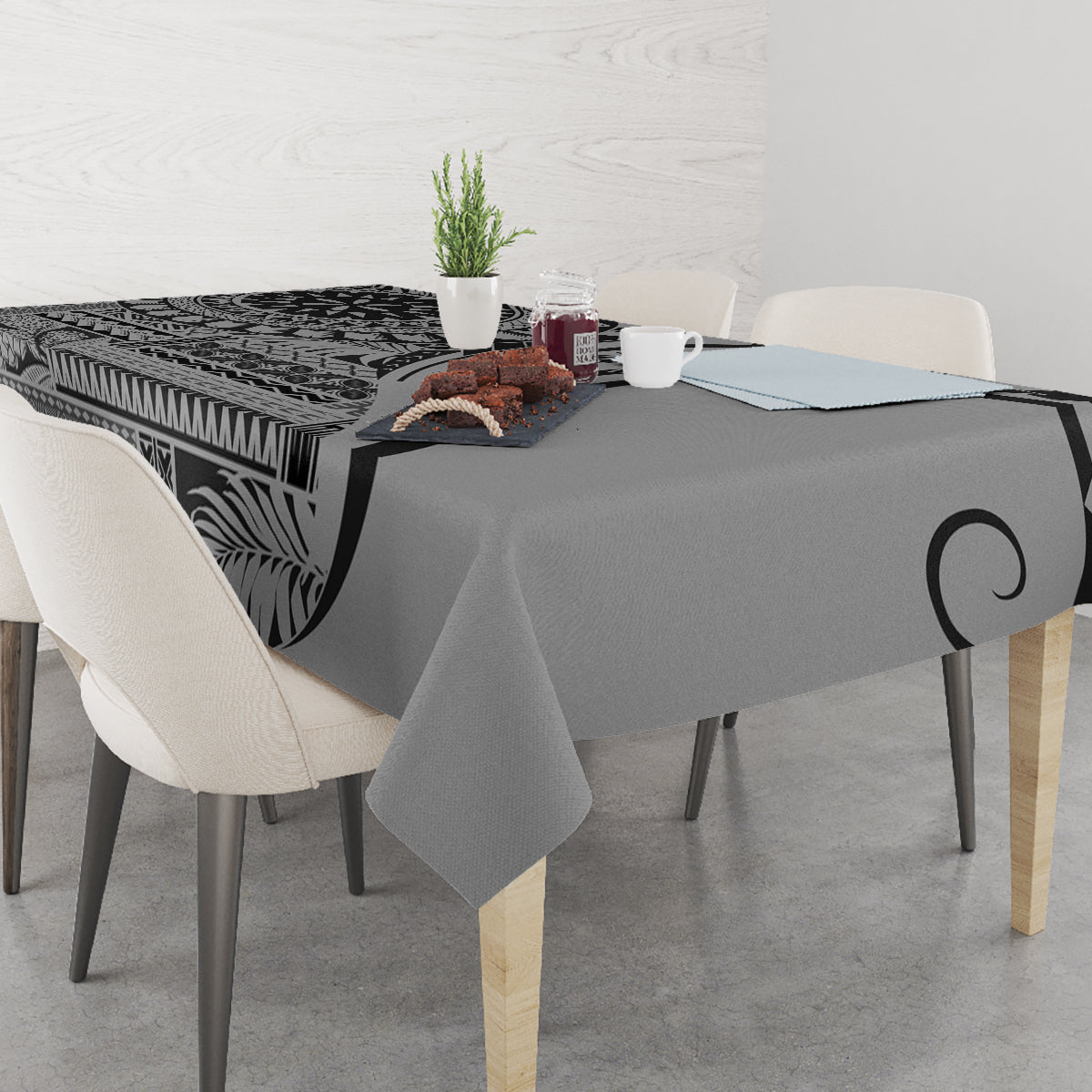 Samoa Siapo Arty Tablecloth Black Style - Wonder Print Shop