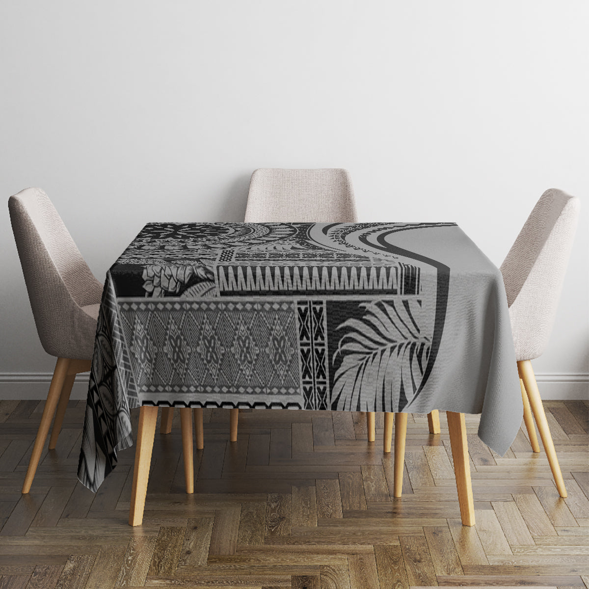 Samoa Siapo Arty Tablecloth Black Style - Wonder Print Shop