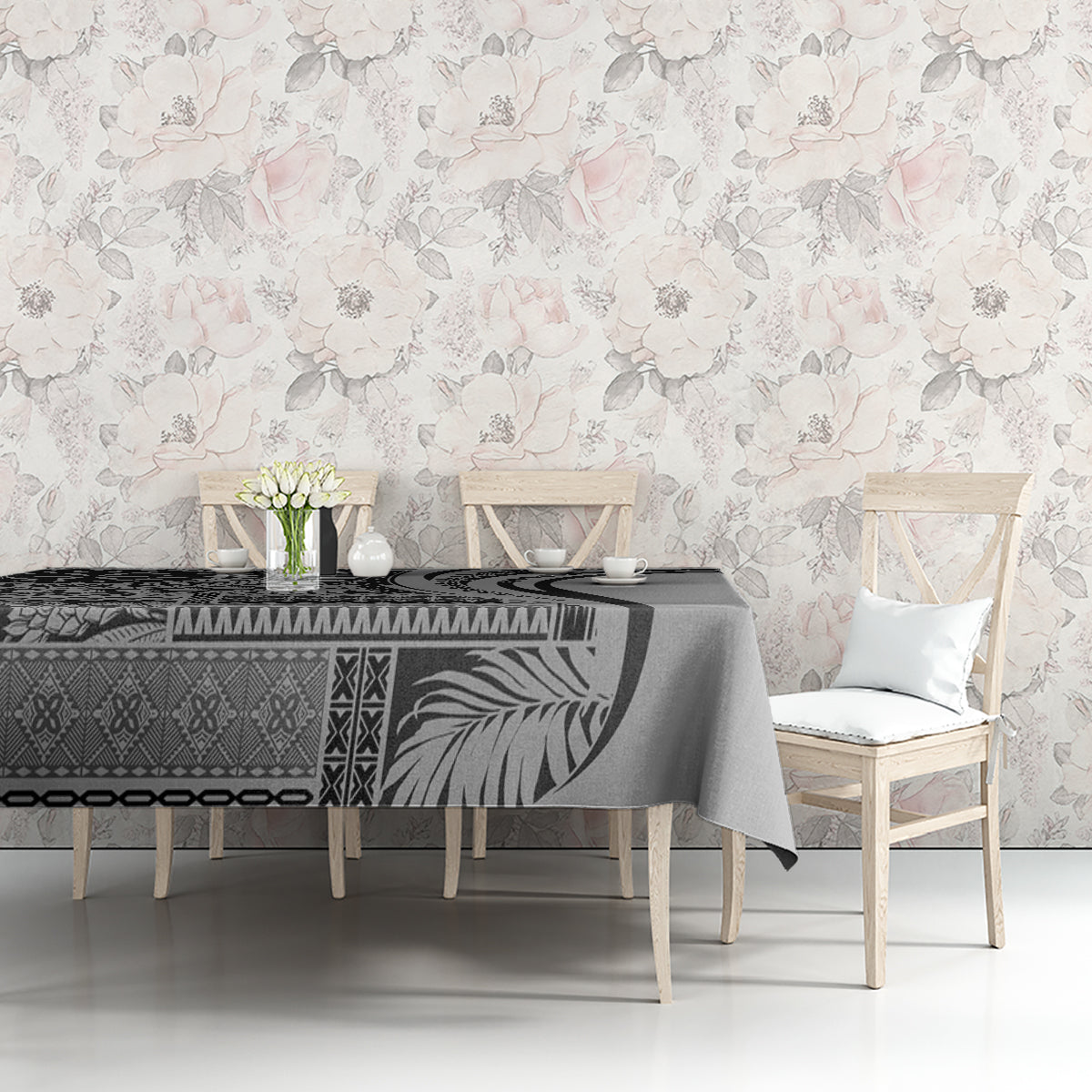 Samoa Siapo Arty Tablecloth Black Style - Wonder Print Shop