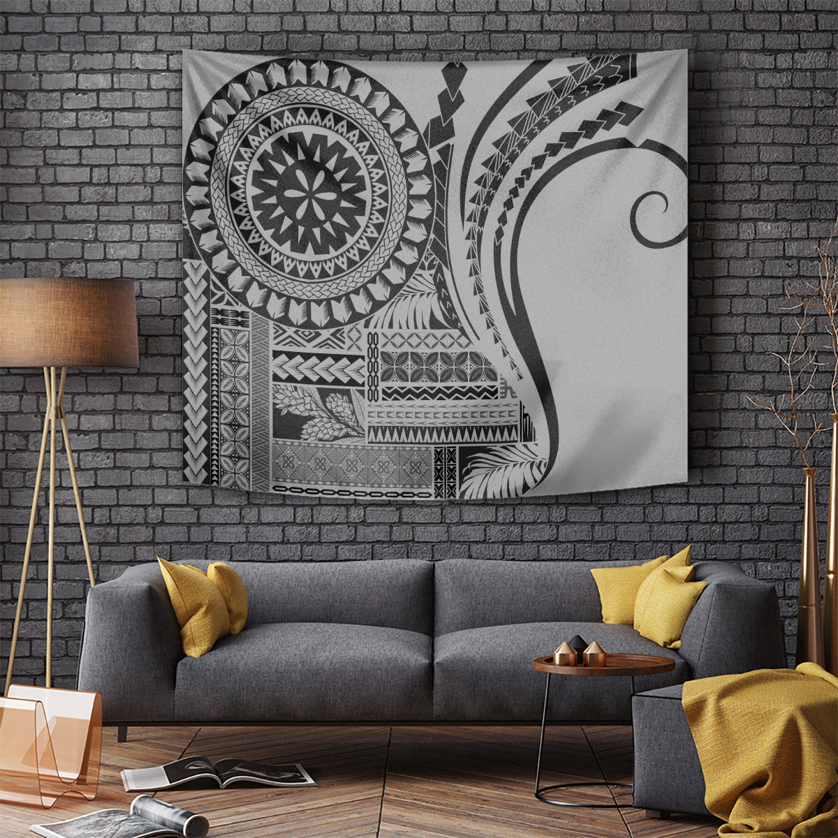 Samoa Siapo Arty Tapestry Black Style - Wonder Print Shop