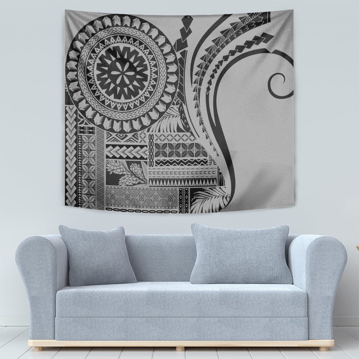 Samoa Siapo Arty Tapestry Black Style - Wonder Print Shop