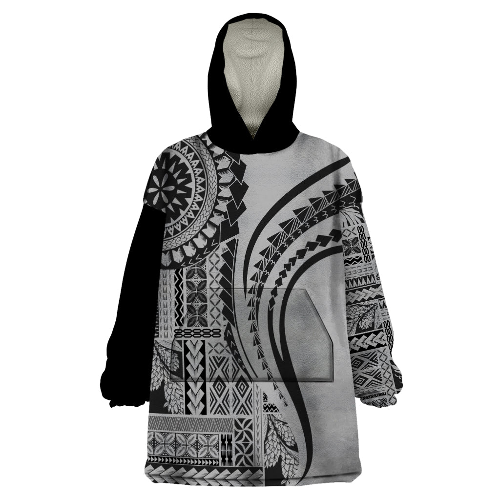 Samoa Siapo Arty Wearable Blanket Hoodie Black Style - Wonder Print Shop