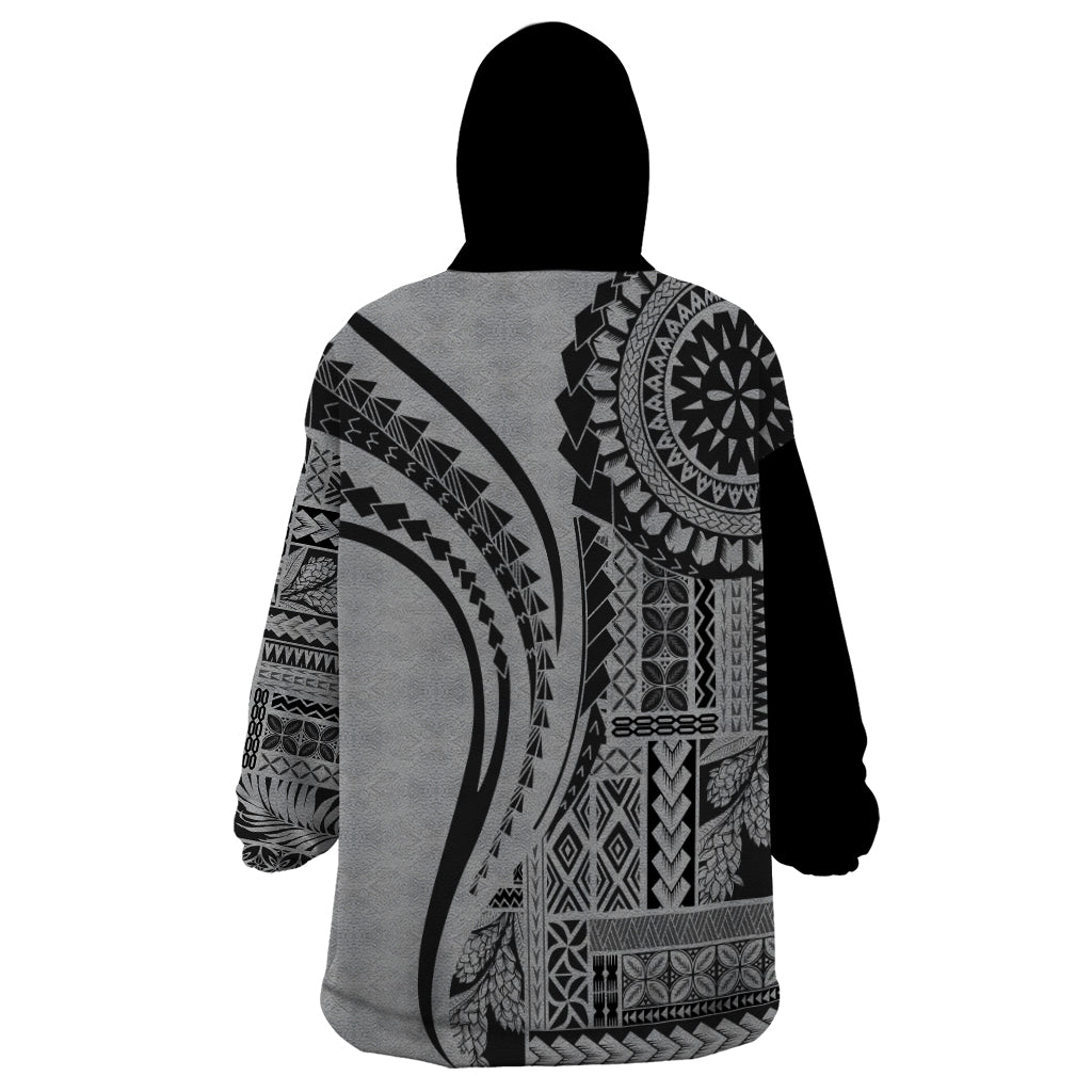 Samoa Siapo Arty Wearable Blanket Hoodie Black Style - Wonder Print Shop