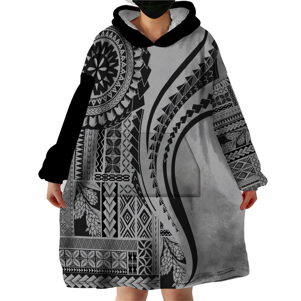 Samoa Siapo Arty Wearable Blanket Hoodie Black Style - Wonder Print Shop