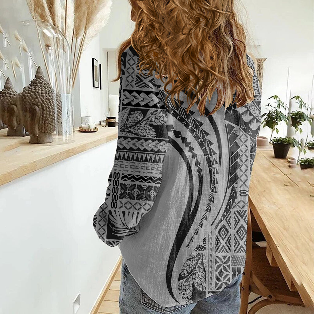 Samoa Siapo Arty Women Casual Shirt Black Style - Wonder Print Shop