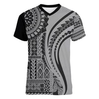 Samoa Siapo Arty Women V Neck T Shirt Black Style - Wonder Print Shop