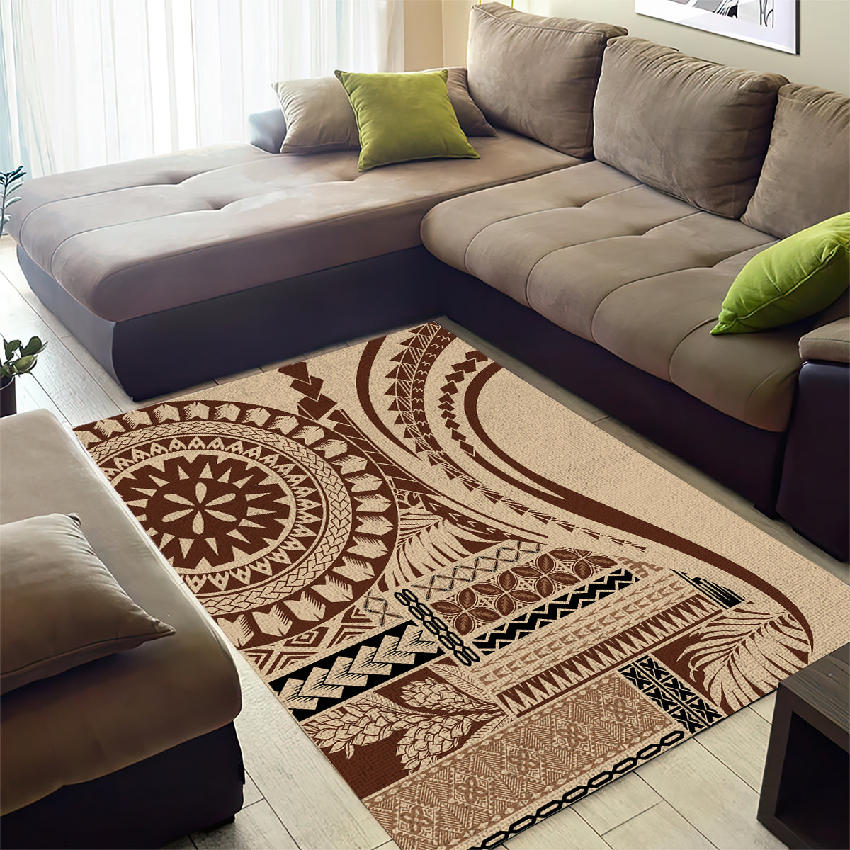 Samoa Siapo Arty Area Rug Brown Style LT9 - Wonder Print Shop