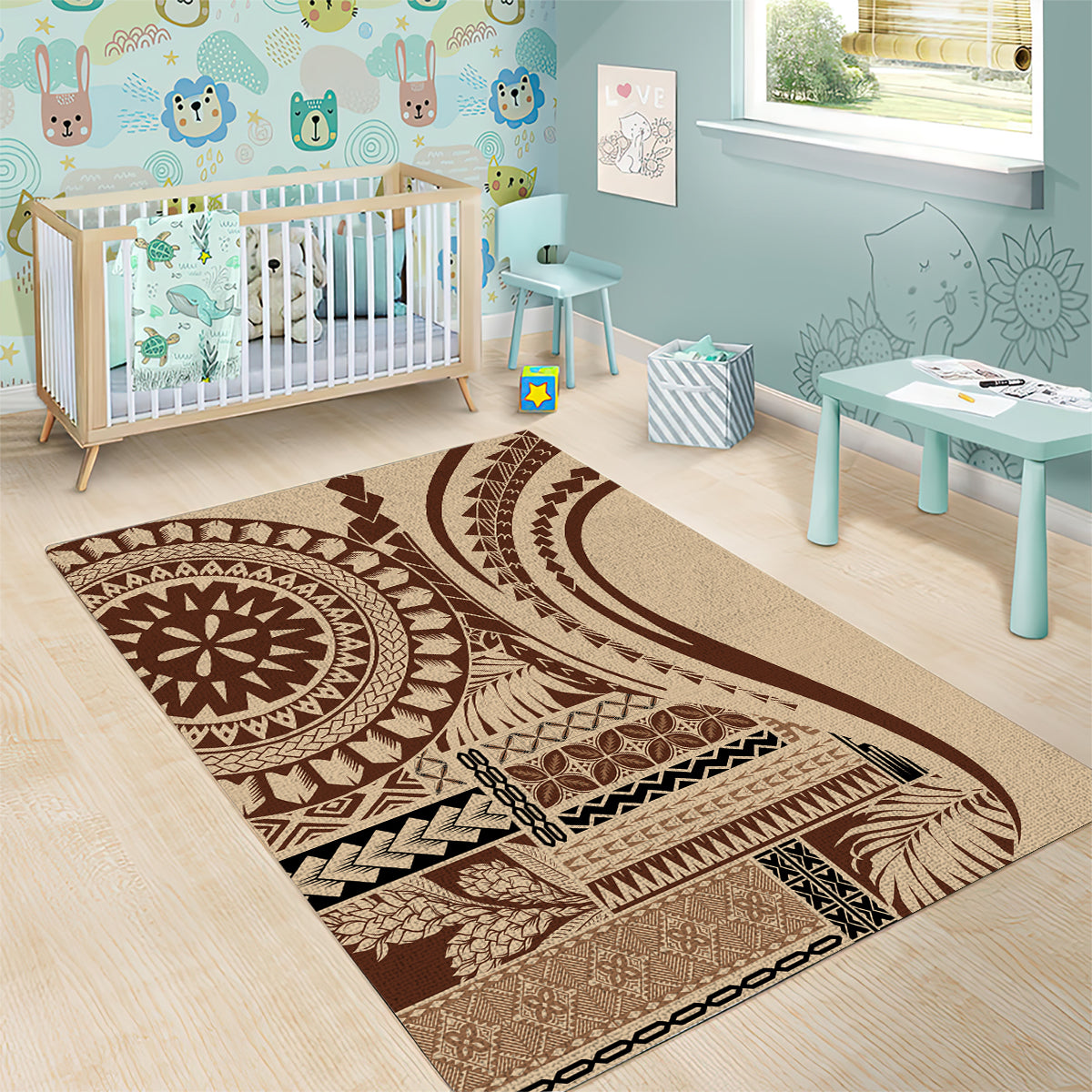 Samoa Siapo Arty Area Rug Brown Style LT9 - Wonder Print Shop
