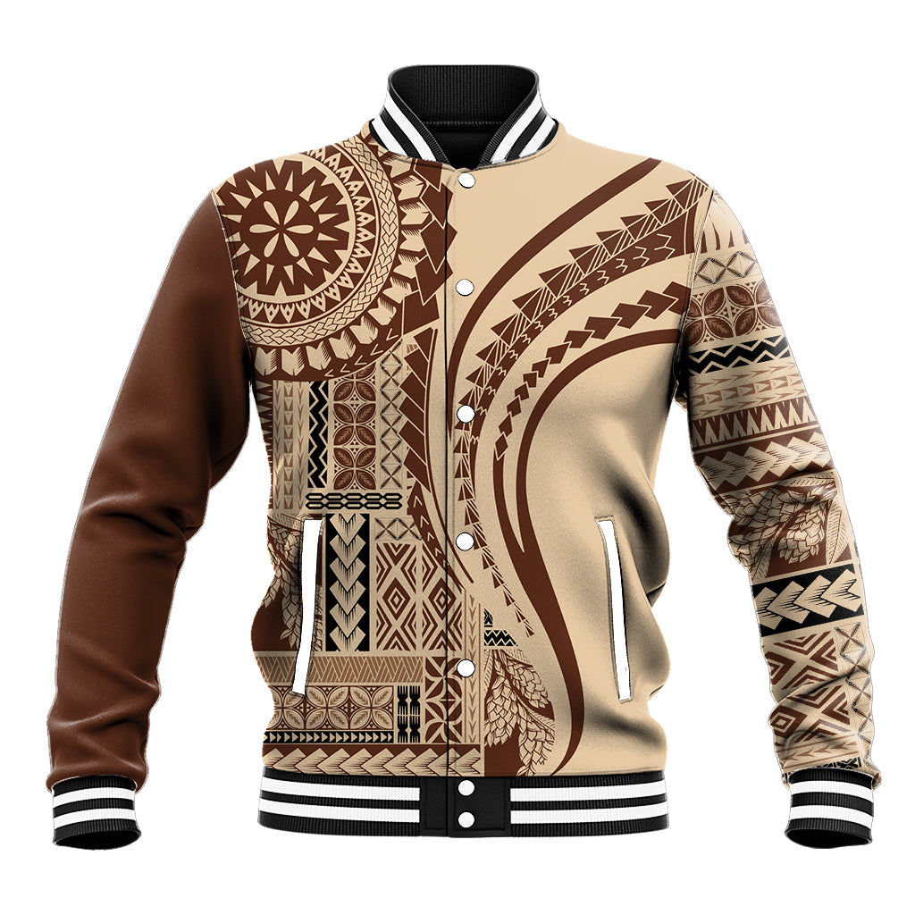 Samoa Siapo Arty Baseball Jacket Brown Style LT9 - Wonder Print Shop